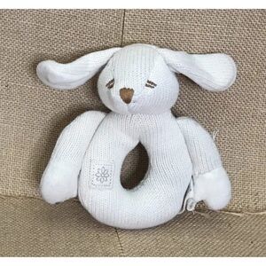 MiYim Cream Lop Eared Bunny Rabbit Plush Rattle Ring Lovey Stuffed Baby Toy